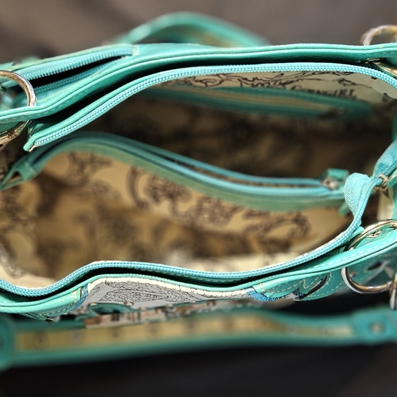 COWGIRL TRENDY Conceal Carry Purse Handbag Turquoise Teal Anchor Ship Wheel *NEW - Picture 5 of 11